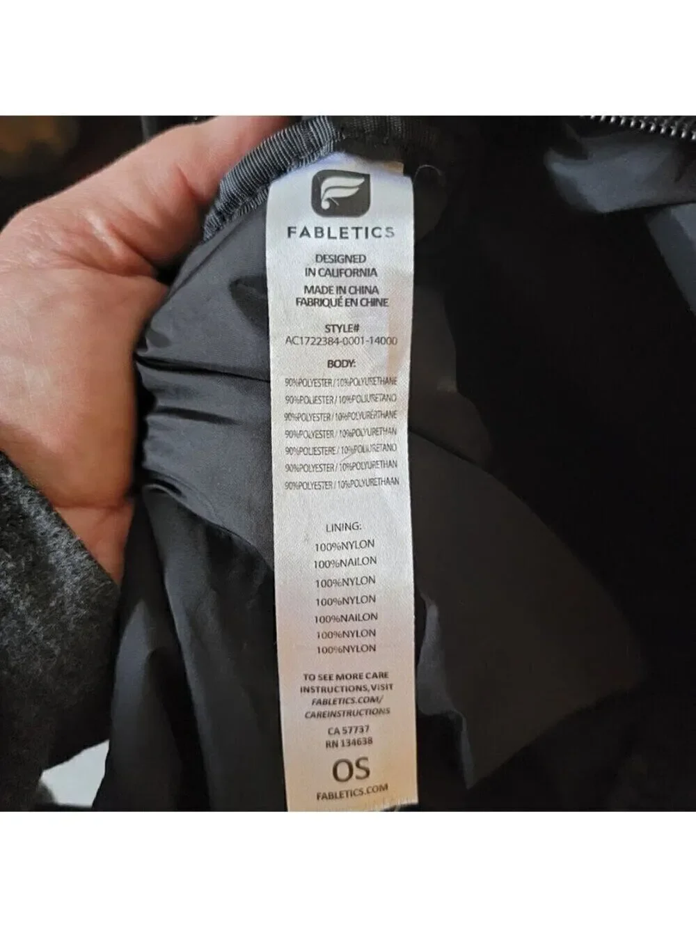 Fabletics Black Medium Size Backpack - Faux Leather Zipper Pulls, Handle, Straps